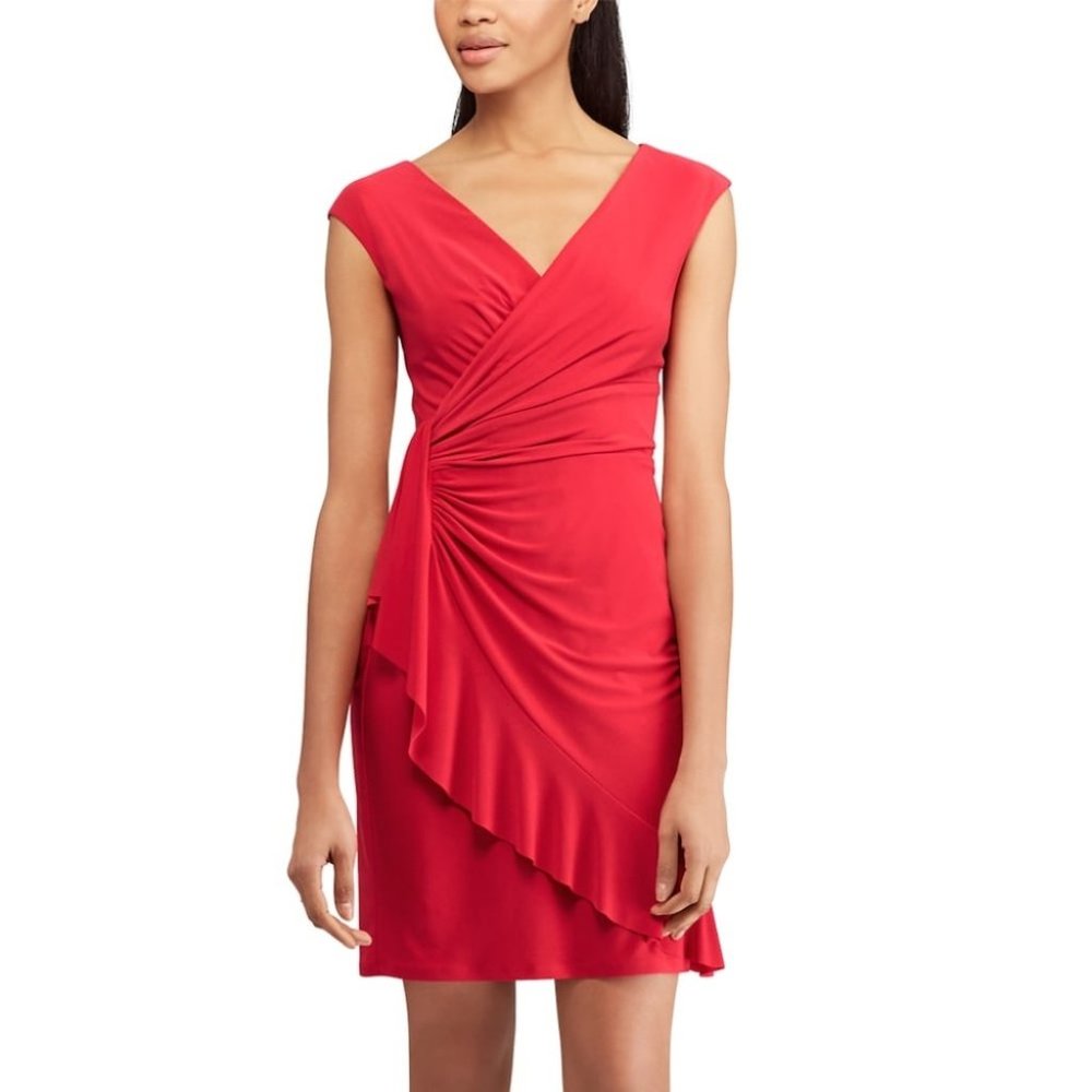 Chaps Ruffled Faux-Wrap Dress NEW! Beautiful